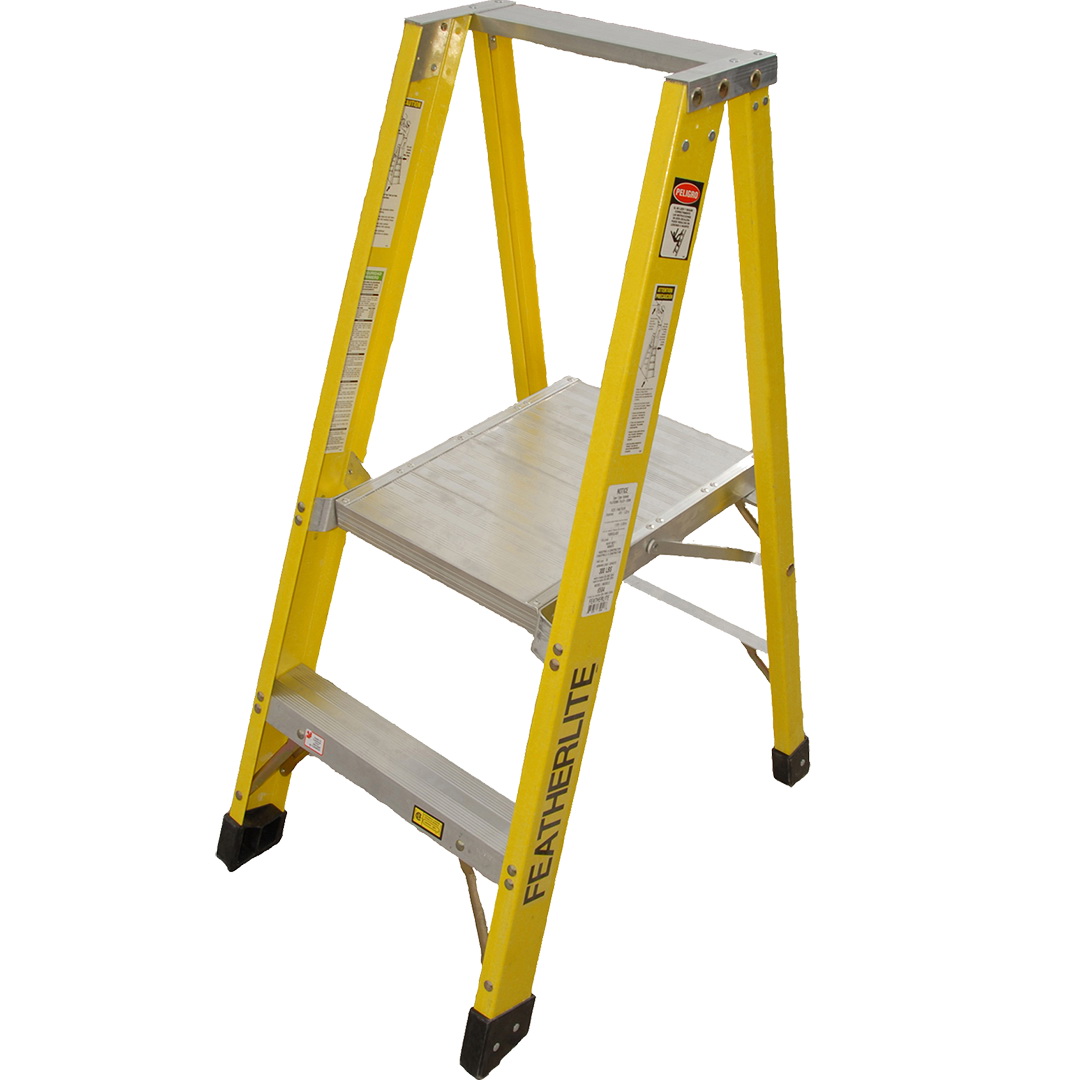 FEATHERLITE FEATHERLITE 6500 Extra-Heavy Duty Fiberglass Platform Step Ladders