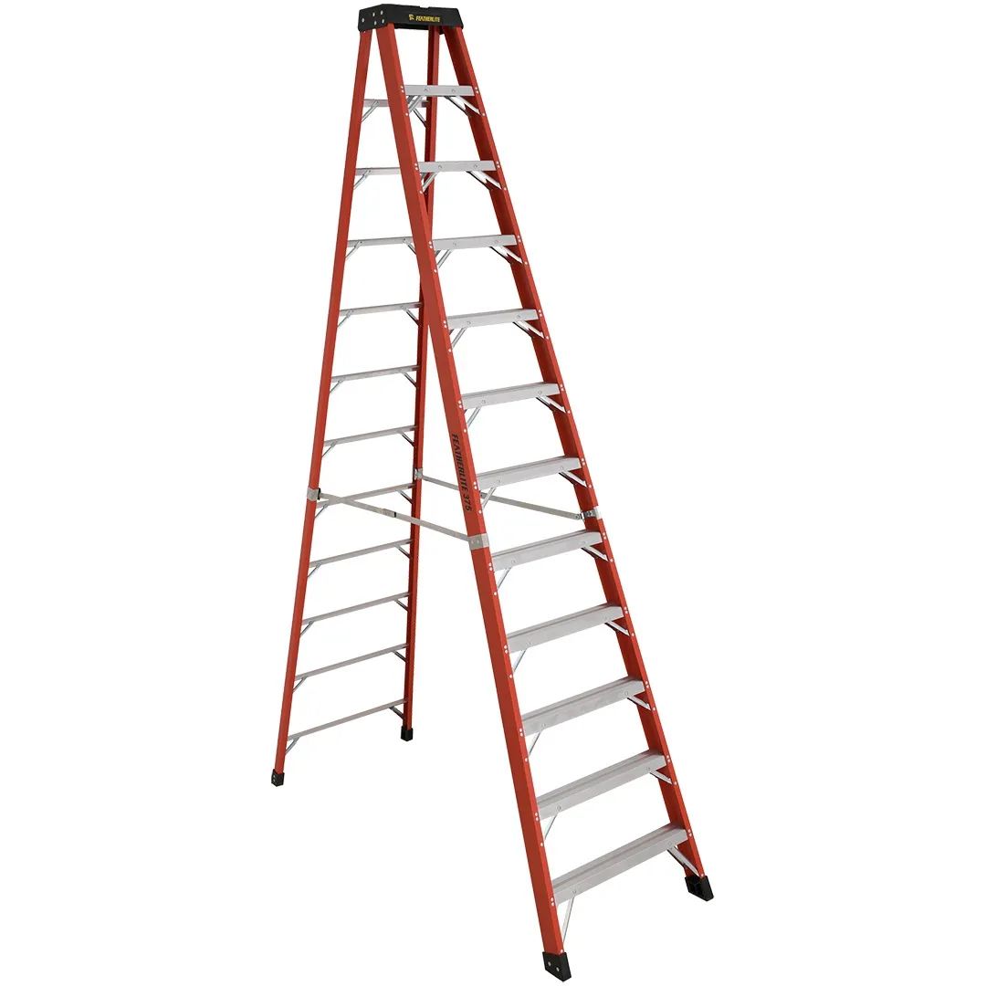 FEATHERLITE FEATHERLITE 6800-AA Super-Heavy Duty Fiberglass Step Ladders FEATHERLITE FEATHERLITE 6800-AA Super-Heavy Duty Fiberglass Step Ladders
