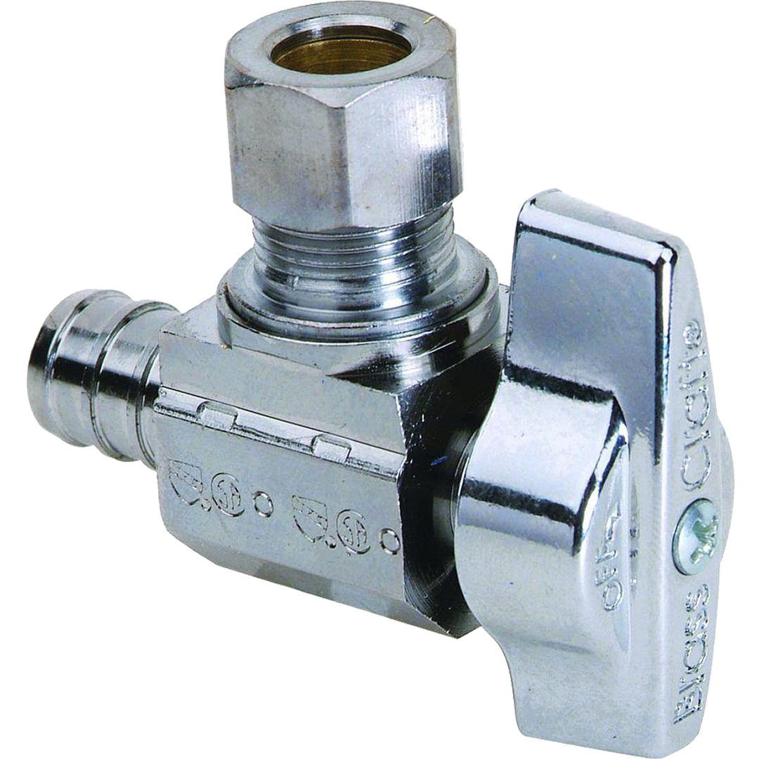 Chrome Plated Pex Ball Valves - 90° Angle, Pex x Comp. | Shop Valves ...