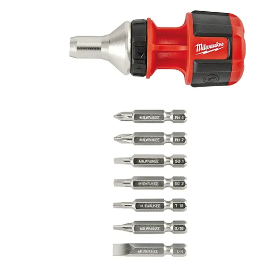 MILWAUKEE MILWAUKEE Compact 8-in-1 Ratchet Multi Bit Driver MILWAUKEE MILWAUKEE Compact 8-in-1 Ratchet Multi Bit Driver