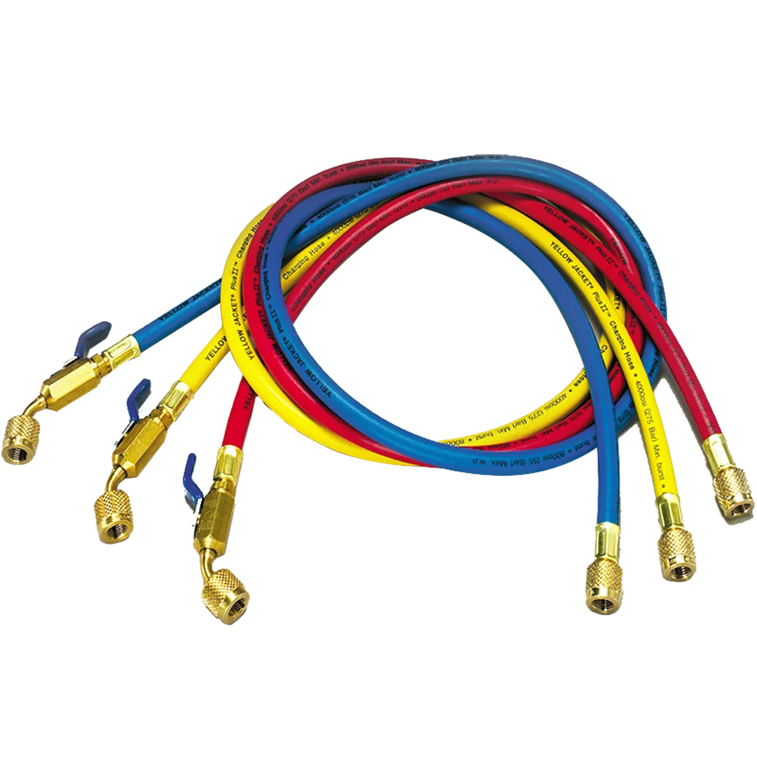 YELLOW JACKET YELLOW JACKET PLUS II 1/4" Charging Hoses With Ball Valve - 3 Pack YELLOW JACKET YELLOW JACKET PLUS II 1/4" Charging Hoses With Ball Valve - 3 Pack