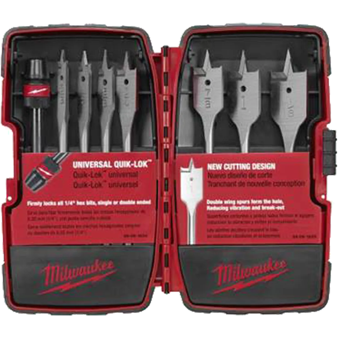 MILWAUKEE MILWAUKEE Universal 6" Flat Boring Set - 8 Pieces MILWAUKEE MILWAUKEE Universal 6" Flat Boring Set - 8 Pieces