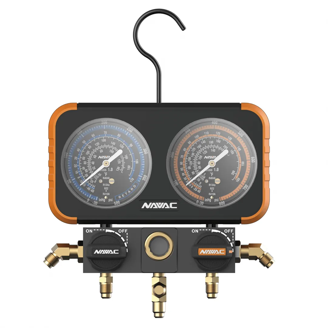 NAVAC NAVAC 4-Refrigerant Manifold Gauge With 2 Valves (No Hoses) NAVAC NAVAC 4-Refrigerant Manifold Gauge With 2 Valves (No Hoses)