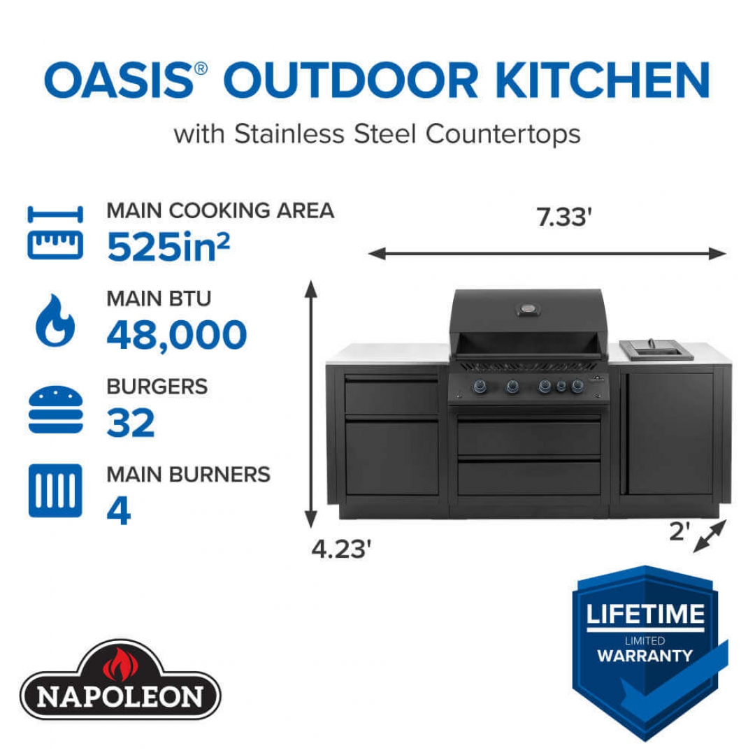 NAPOLEON Napoleon OASIS 001 Kitchen Set (Grill + Bott. & Side Cabinets+ SS Countertops) NAPOLEON Napoleon OASIS 001 Kitchen Set (Grill + Bott. & Side Cabinets+ SS Countertops)