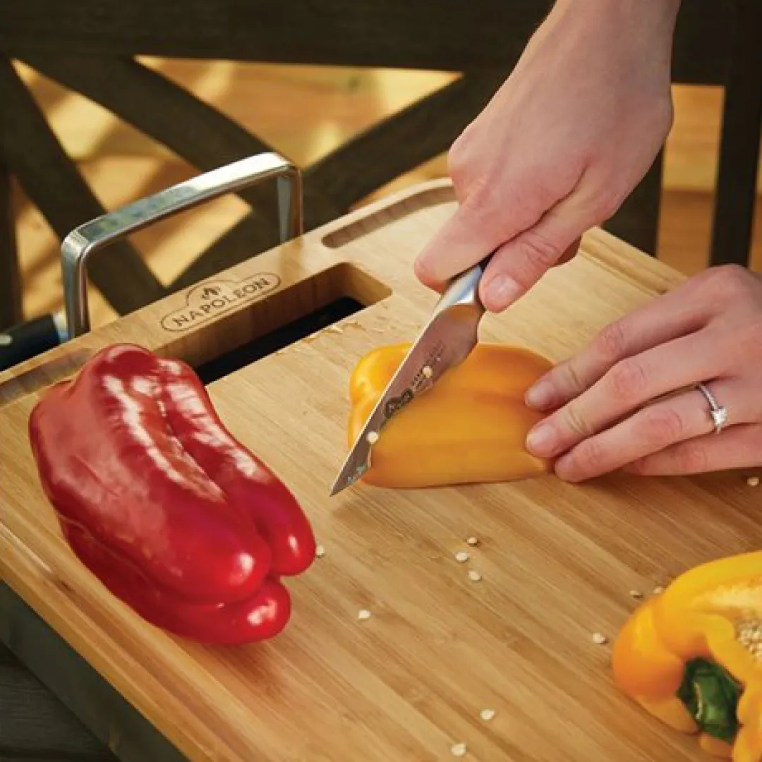 NAPOLEON NAPOLEON Premium Stainless Steel Roasting Pan With Bamboo Cutting Board NAPOLEON NAPOLEON Premium Stainless Steel Roasting Pan With Bamboo Cutting Board